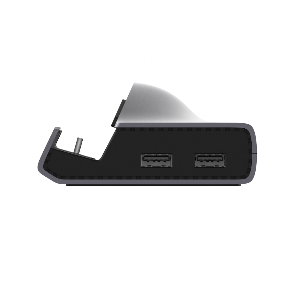 Side view of a device with USB ports on a white background