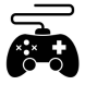 Black icon of a gaming controller on a white background
