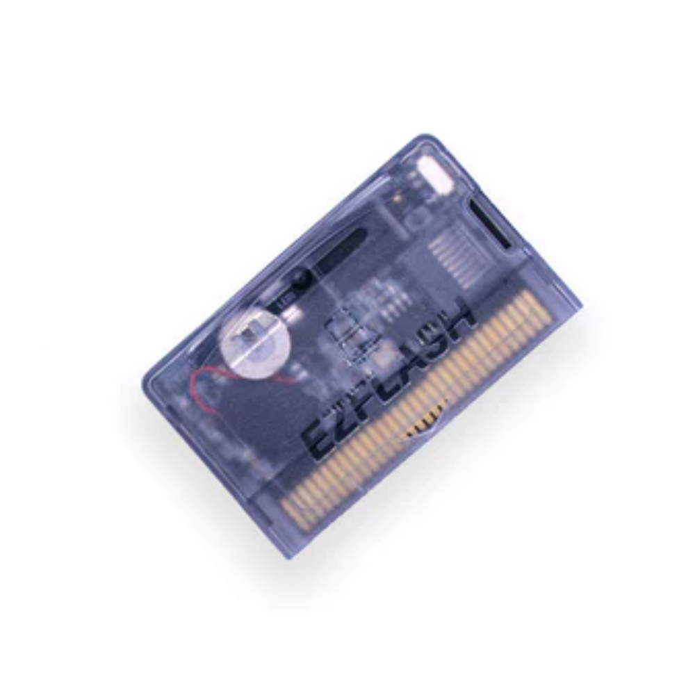Clear plastic cartridge with electronic components on a white background