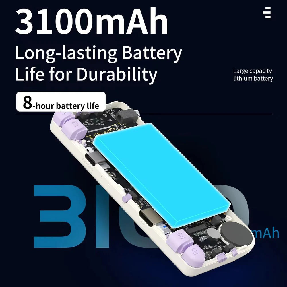 Phone battery with 3100mAh capacity and 8-hour battery life on a dark background