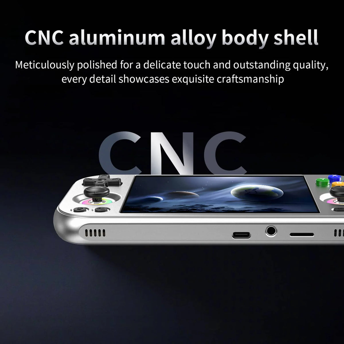 Phone case with CNC aluminum alloy body shell on a dark background