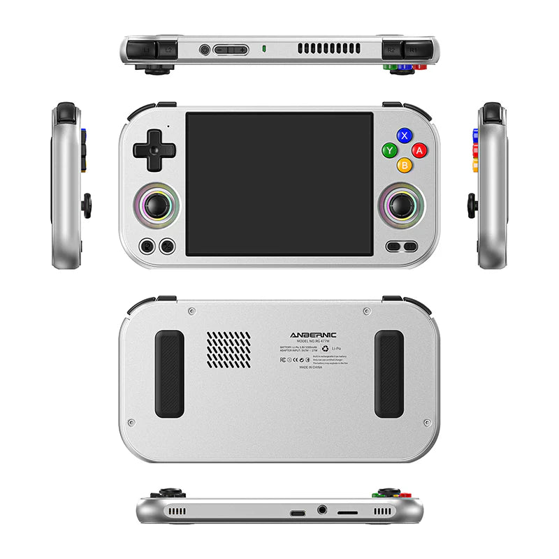 Gaming console with multiple views on a white background