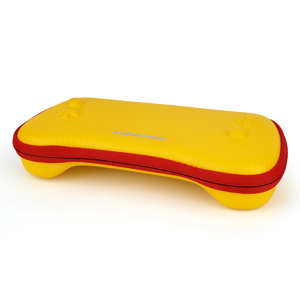 Yellow and red device on a white background