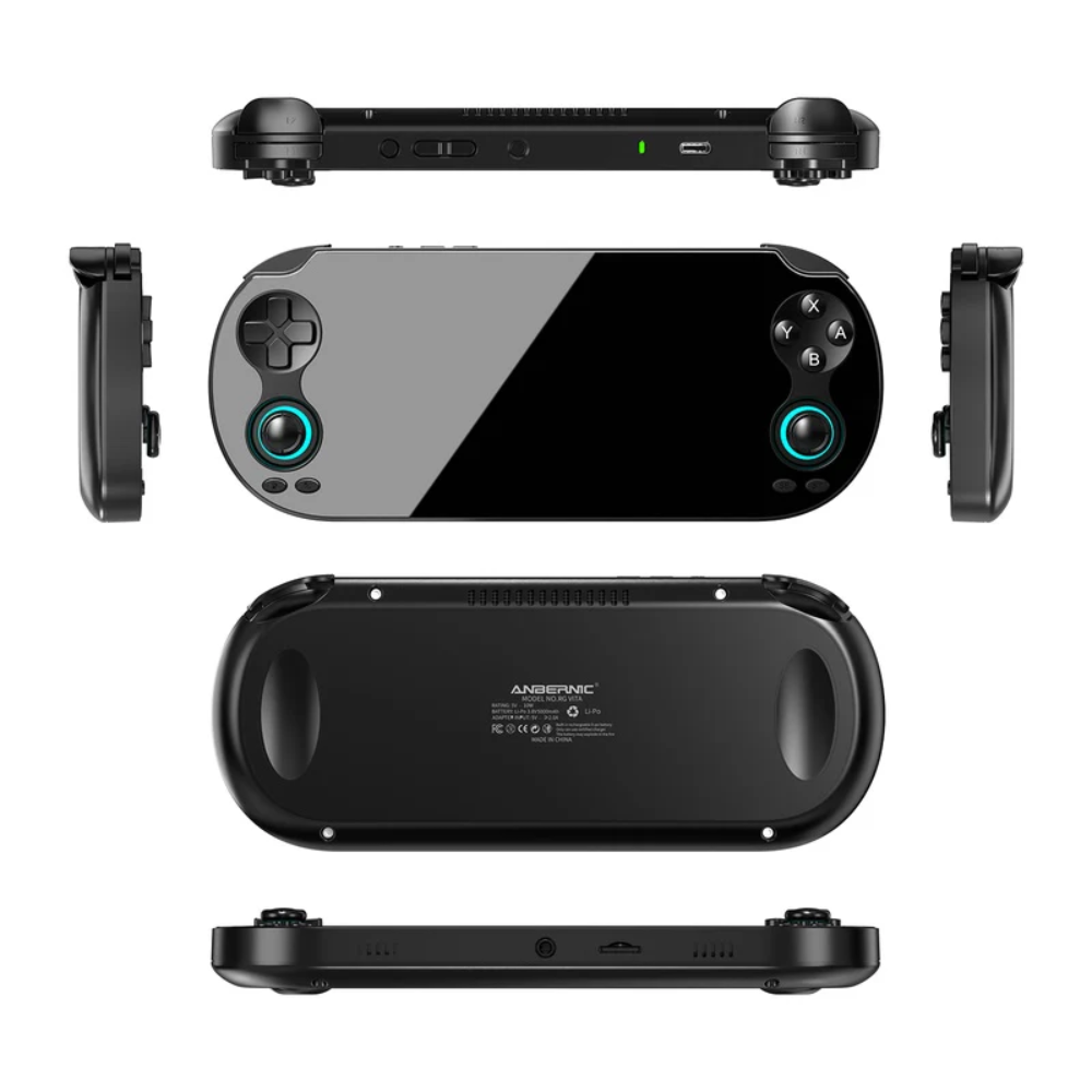 Gaming console with controller and accessories on a white background