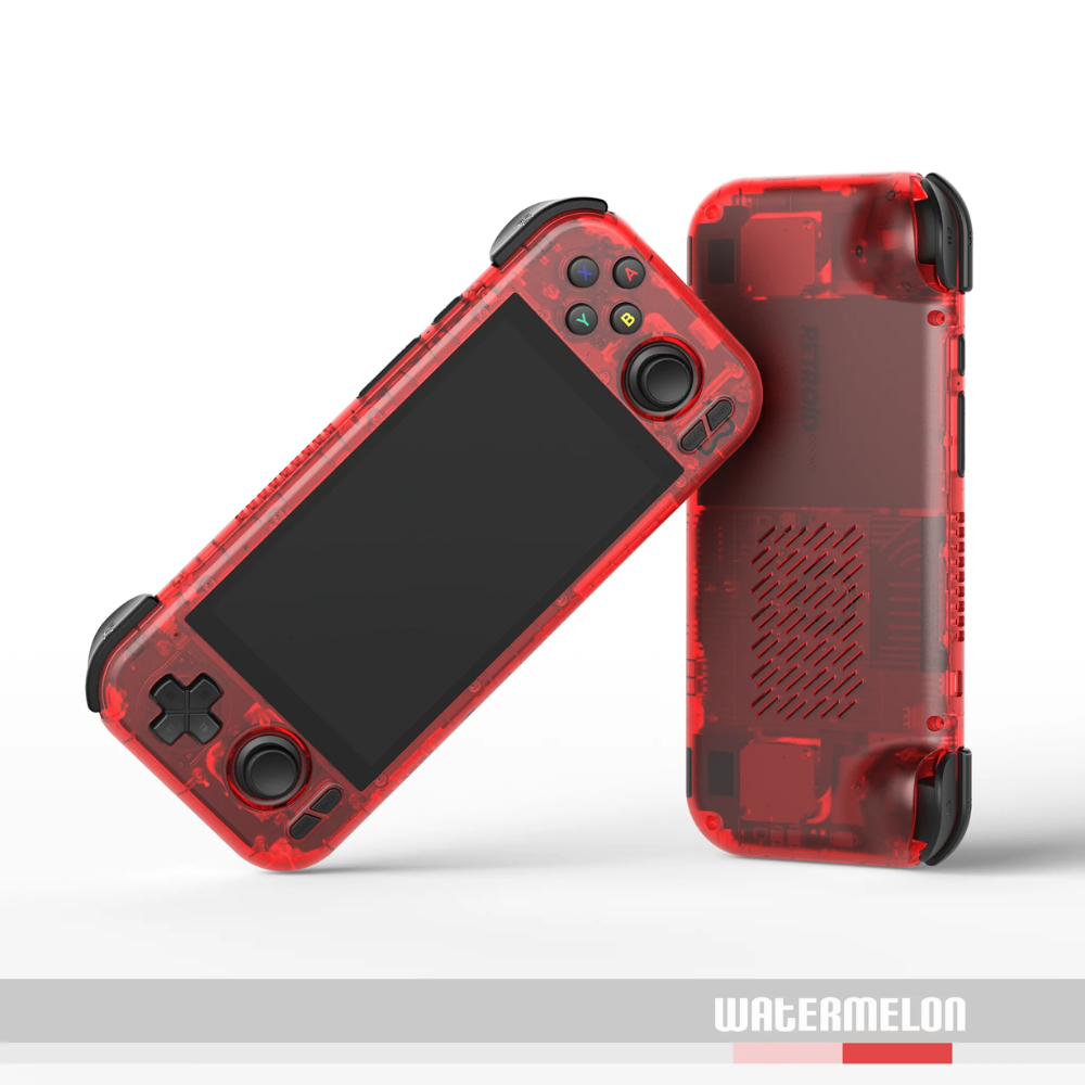 Red transparent phone case with black accents on a white background, featuring the 'Watemelon' brand.