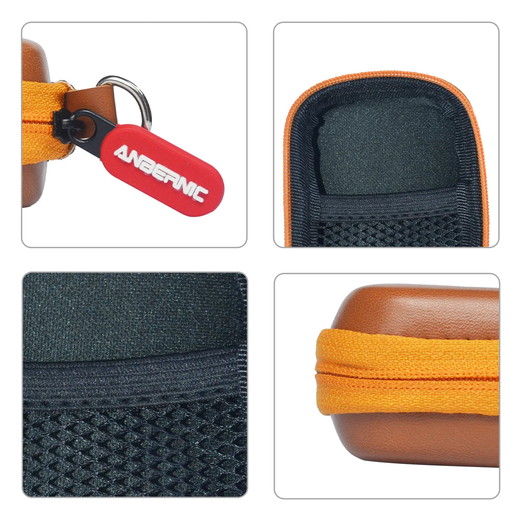 Collage of product details including a strap, case, and brand tag.
