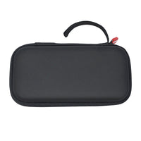 Black carrying case with a handle on a white background