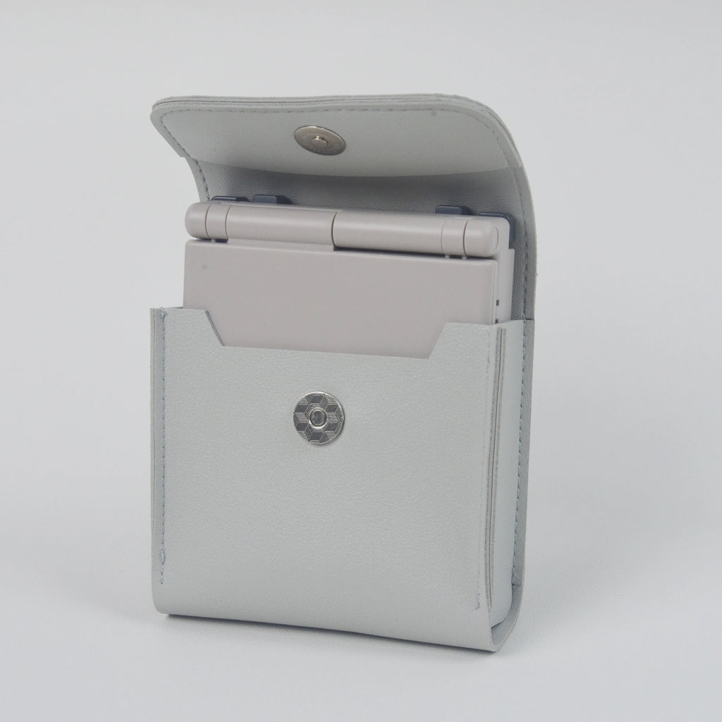 Gray case with a card holder on a white background