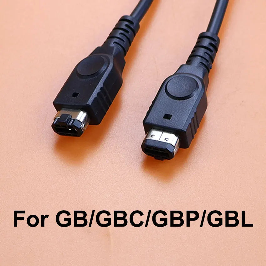 Two black gaming cables on a beige background with text 'For GB/GBC/GBP/GBL'.